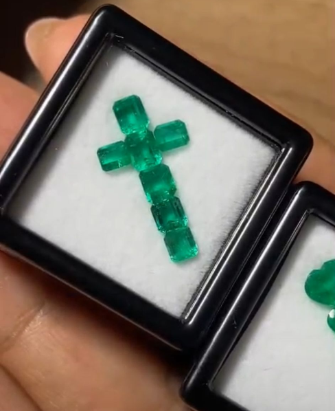 Macro shot of emerald facets